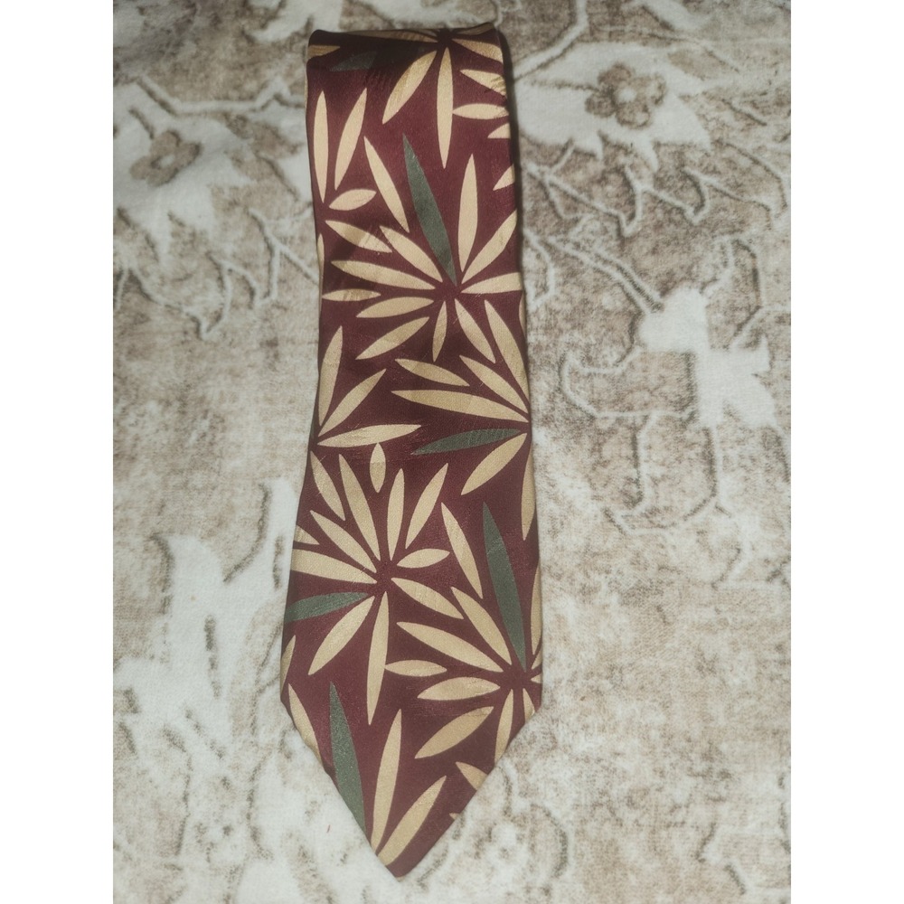 Polo Ralph Lauren‎ Necktie Burgundy, Cream, Green Floral 100% Silk